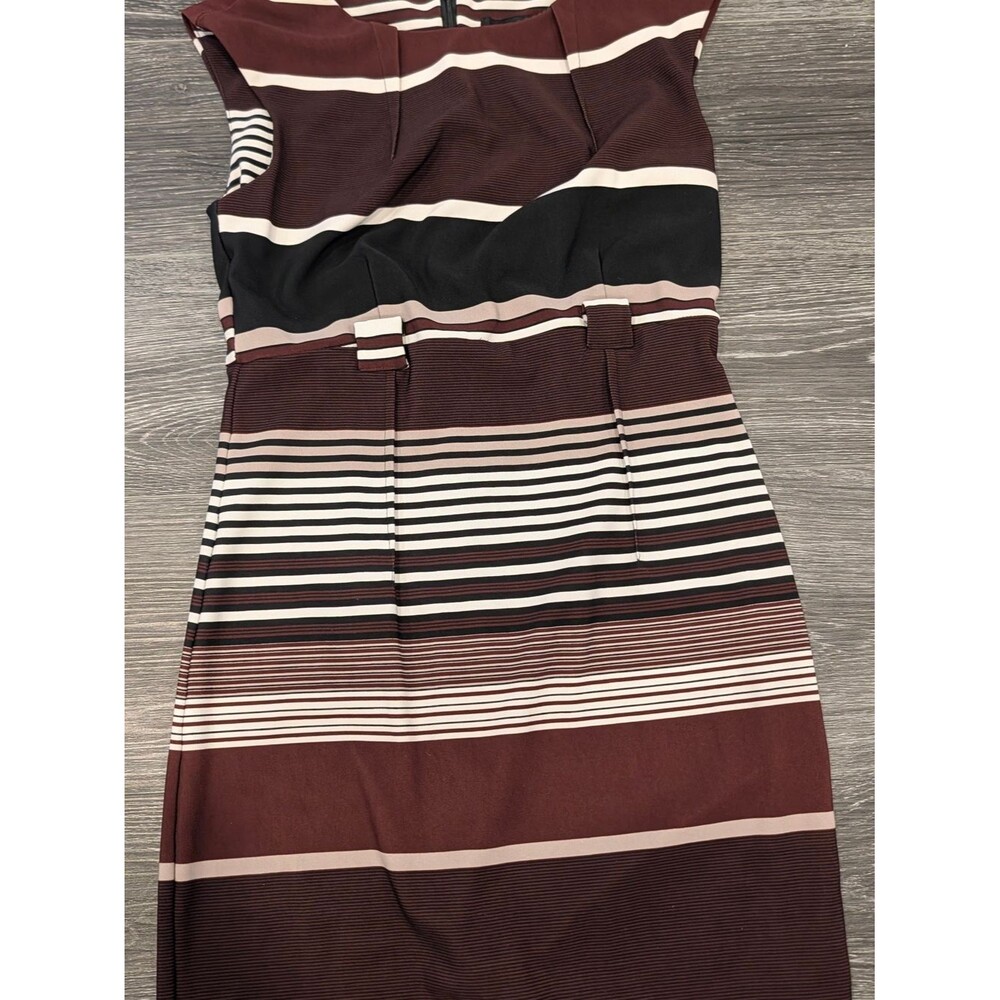 Women Striped Burgundy and Black Sheath Dress
